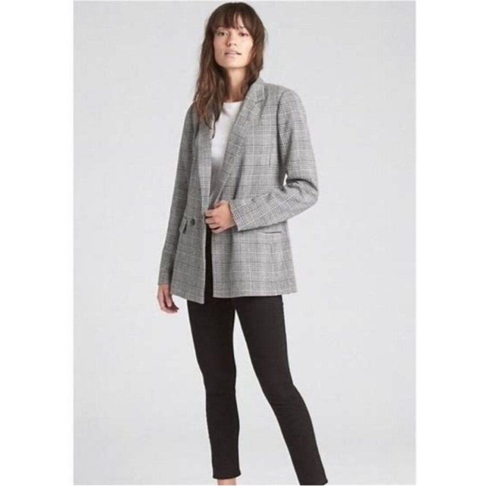 GAP Gray Plaid Single-Breasted Blazer